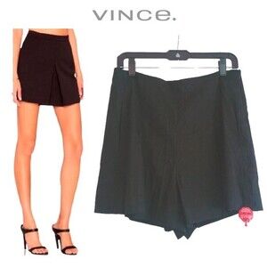 VINCE NEW Preppy Center Pleat Pockets Linen Mini Skirt 10